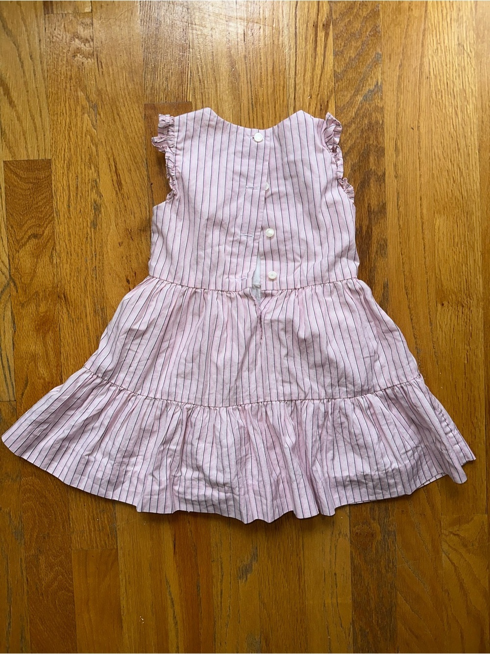 Ralph Lauren Babygirl Pink and White Striped Ruffle Sleeve Dress - Picture 5 of 8